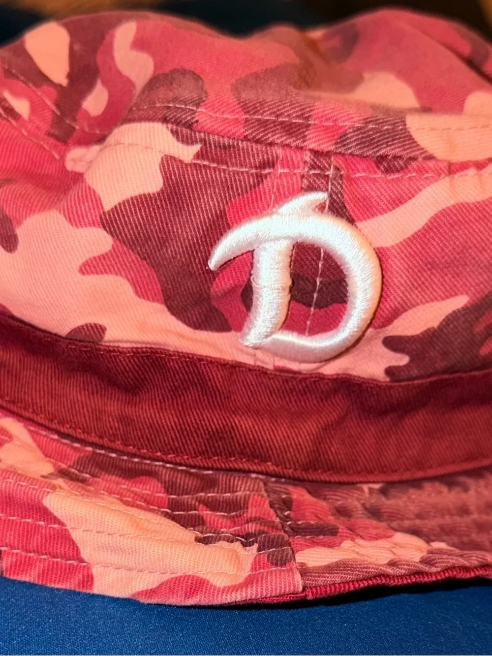 Pink Camo Bucket Hat with White Embroidered D Logo